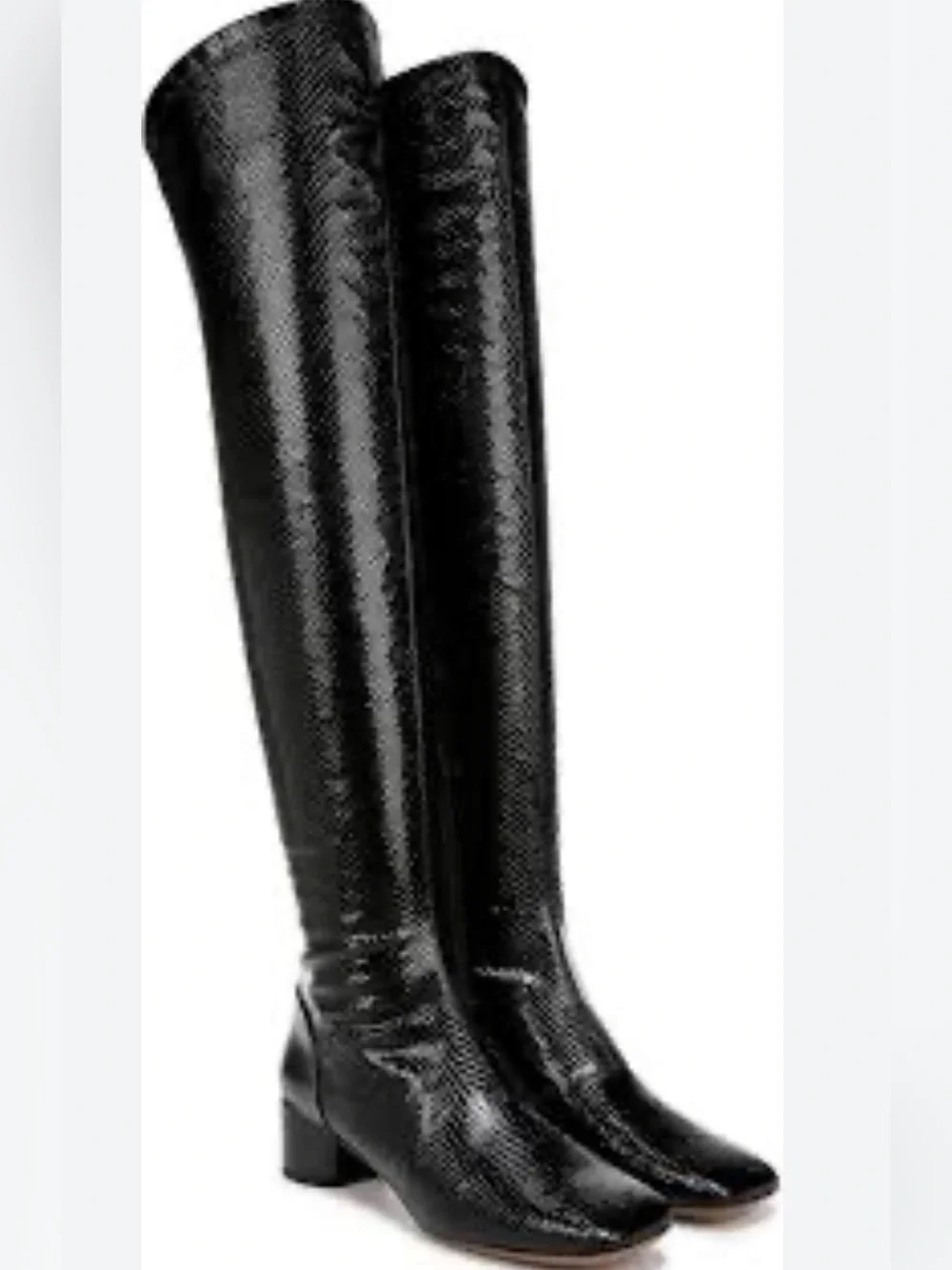 Franco Sarto Over the Knee Black Faux Snakeskin Embossed boots